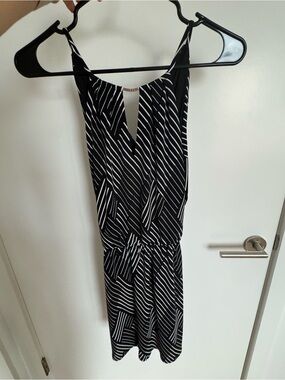 White House Black Market Black and White Striped Sleeveless Dress